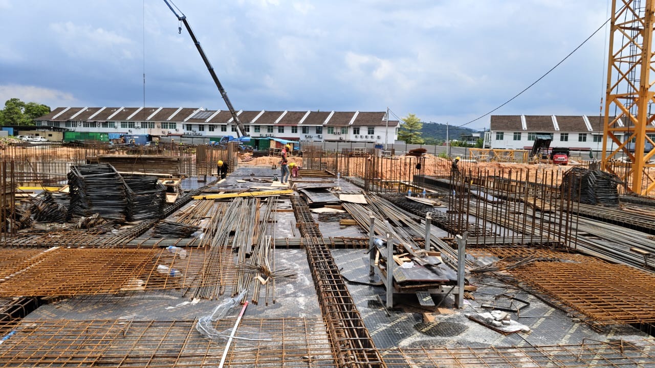 Construction site with safety equipment